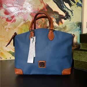 Dooney & Bourke Blue and Tan Woman’s Satchel / NWT